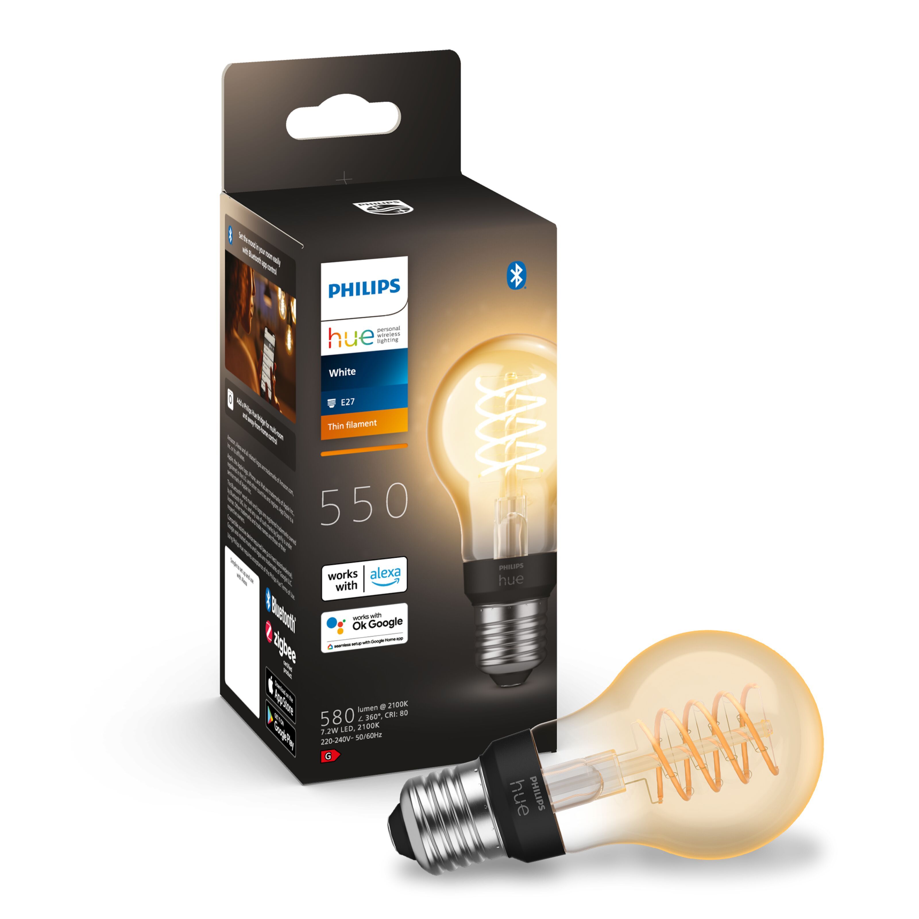 Philips Hue Filament A60 Smart LED-lampa E27 550 Lm - Philips Hue ...