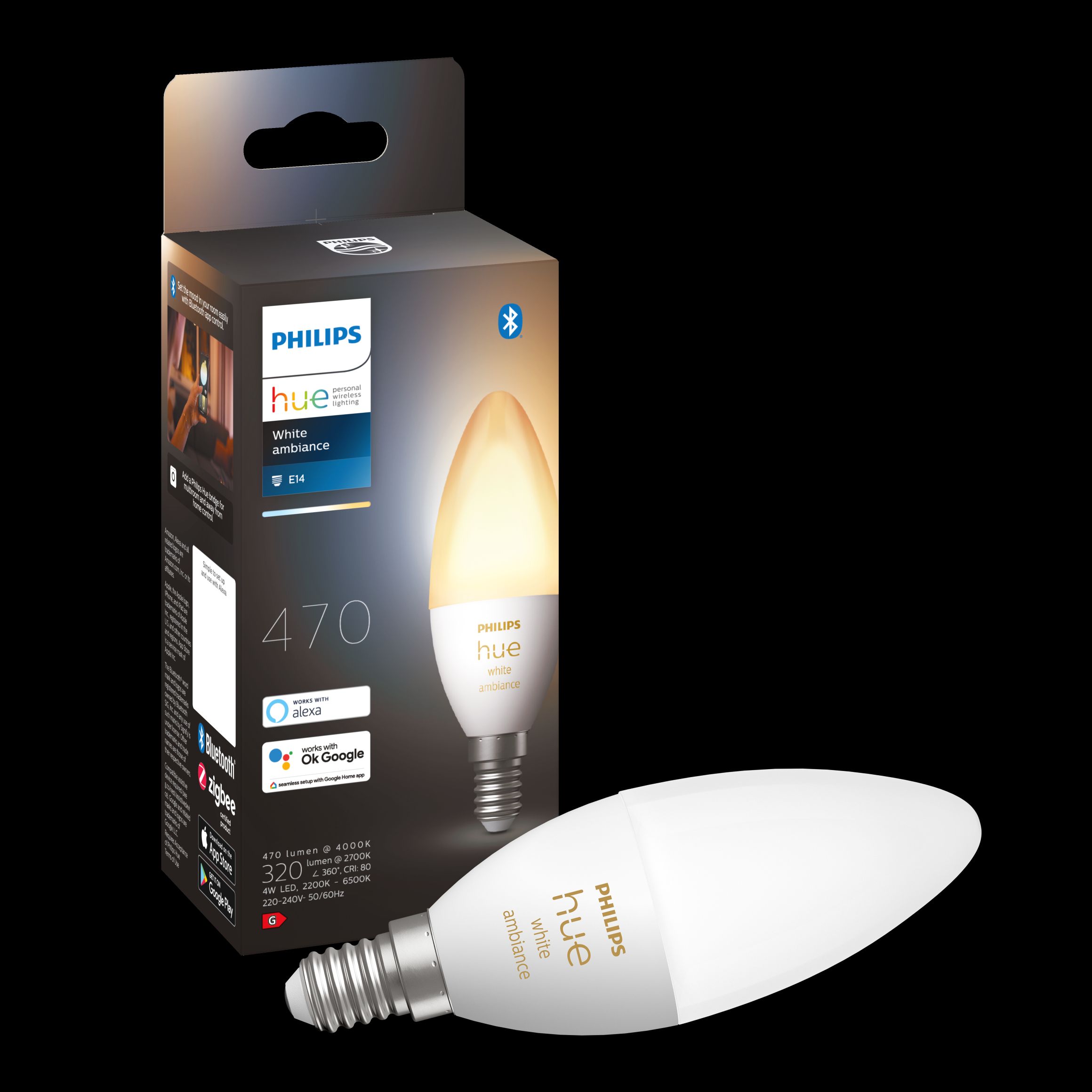 Philips Hue Ambiance LED-lampa 4 W E14, 2-pack