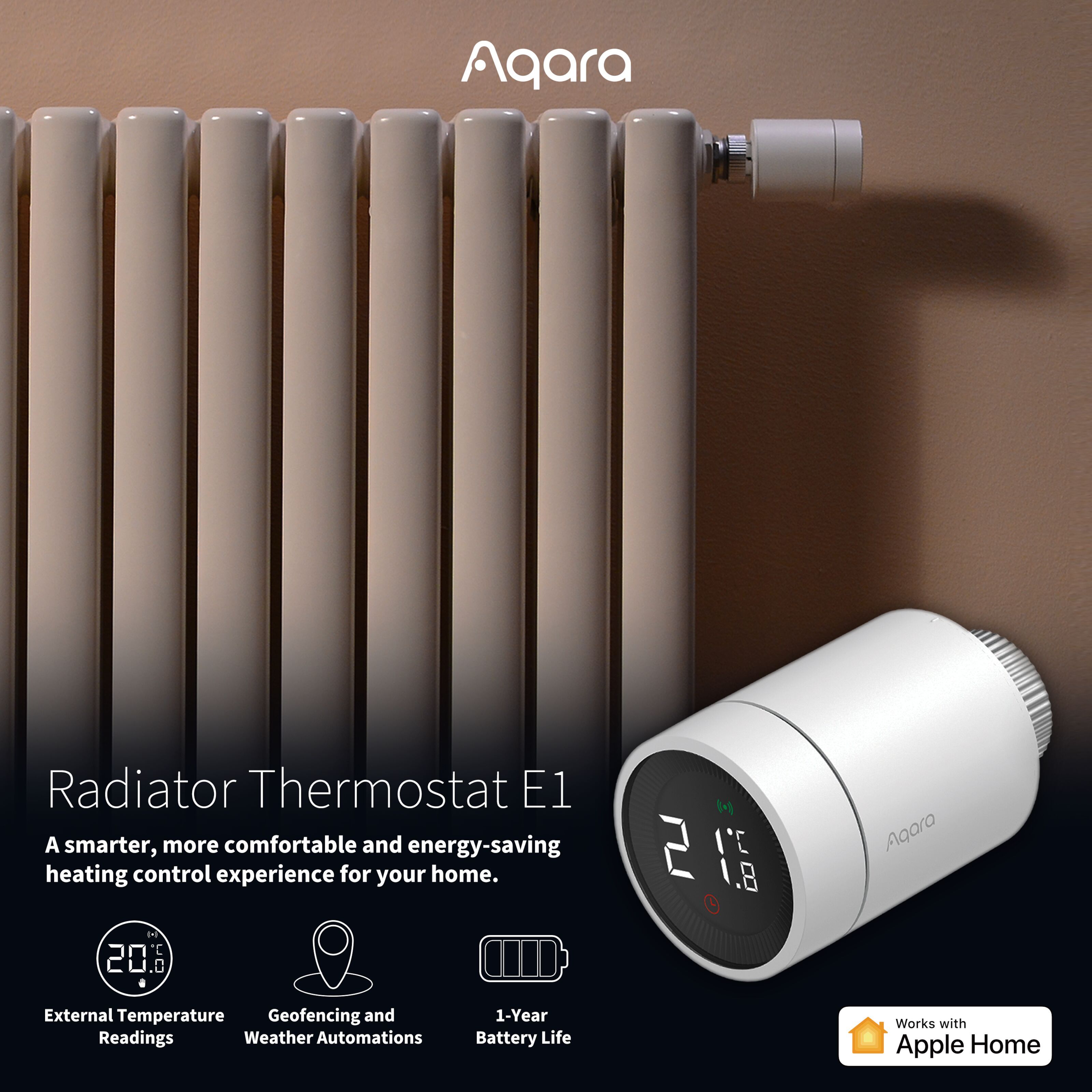 Aqara E1 Smart Termostat För Element - Temperaturstyrning | Kjell.com