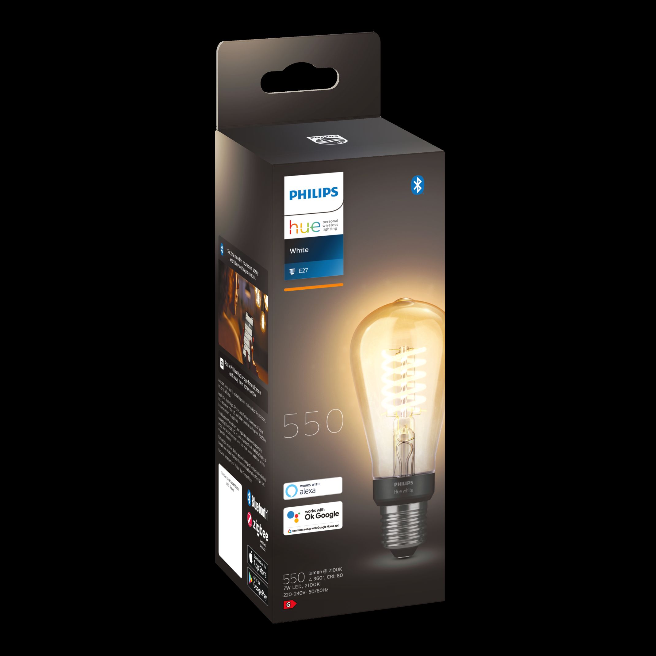 Ampoule LED à filament virtuel Philips Hue E27 ST64 Smart 7W 550lm