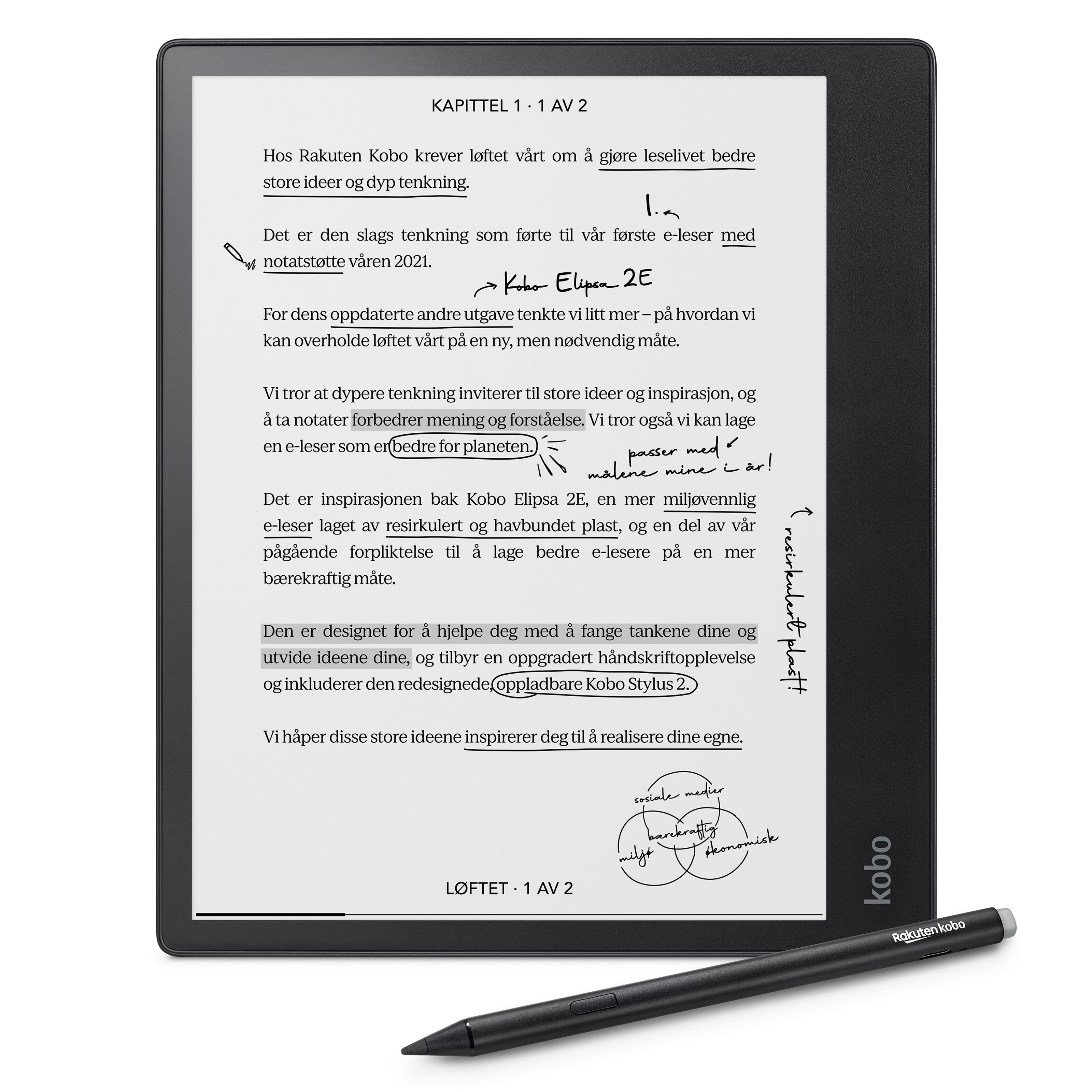 Kobo Notebook Elipsa 2E med Kobo Stylus 2