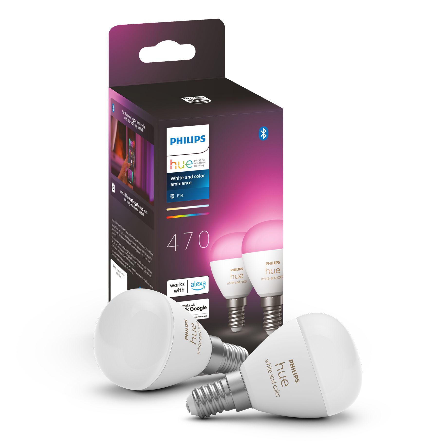 Philips Hue White&Color Amb. 5,1W Luster Crown 2 pack. E14 - Philips Hue -  Buy online