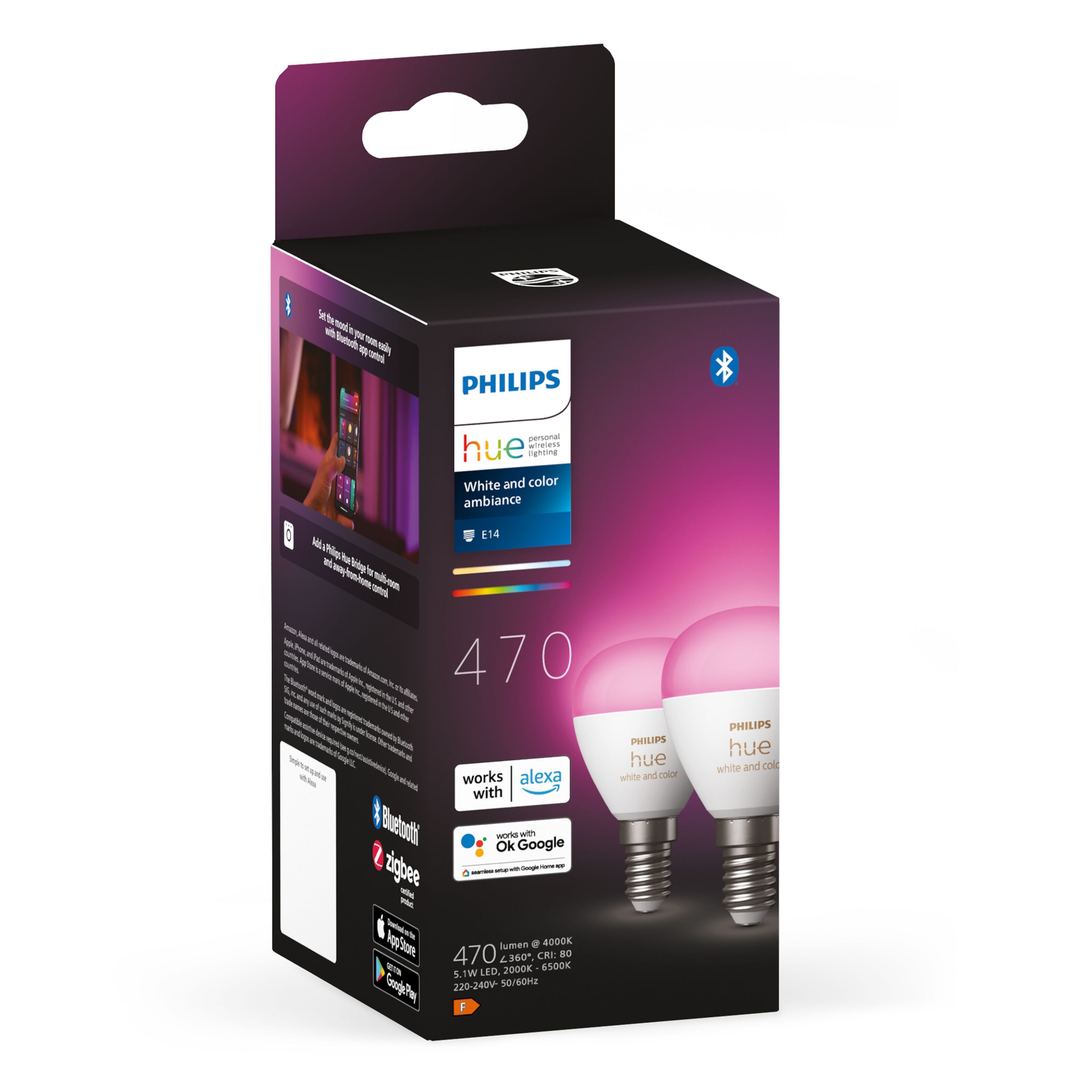 Philips Hue White and color ambiance 2-pack E14 - LED-lampor & glödlampor 
