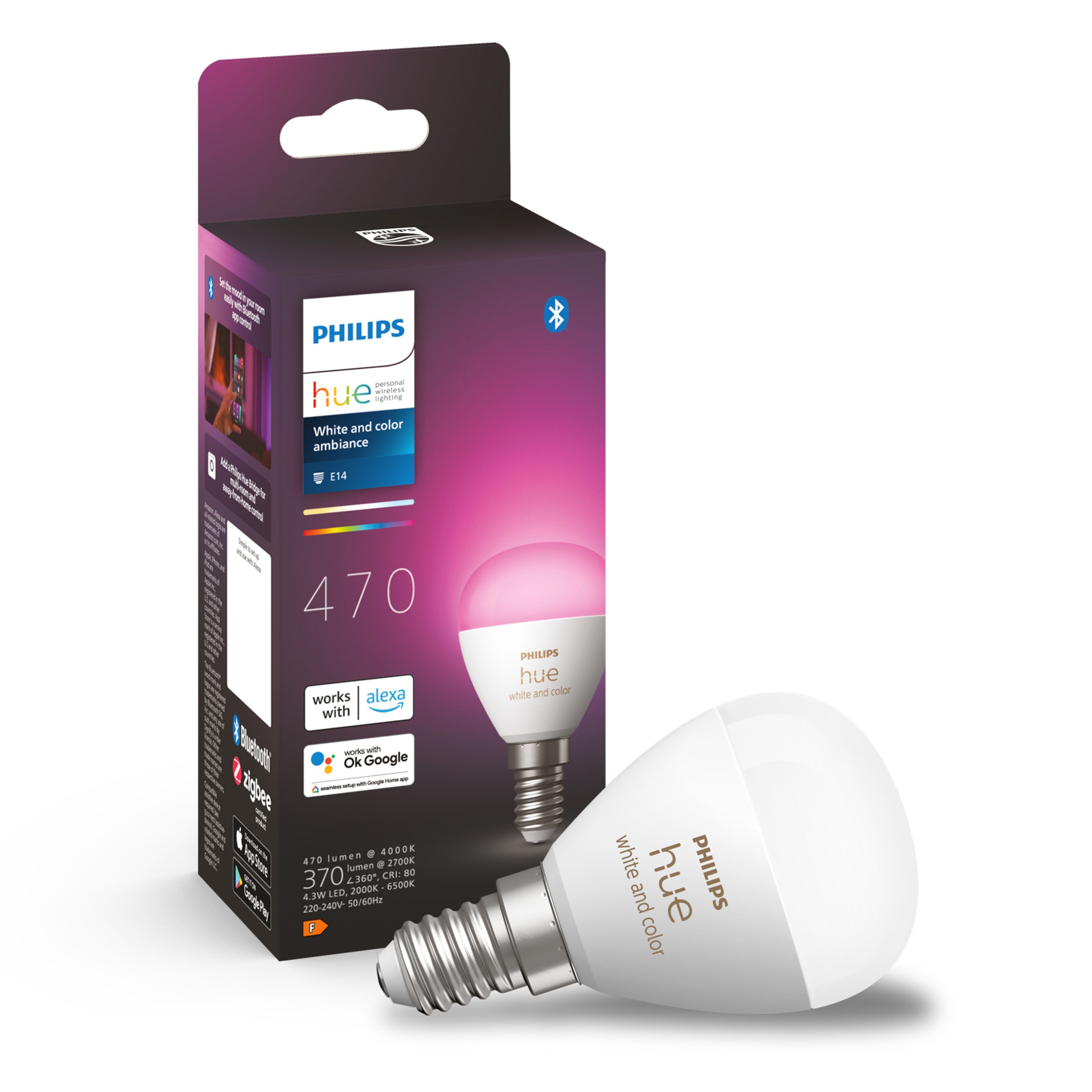 Philips Hue Luster Klotlampa White And Color Ambiance E14 470 Lm ...