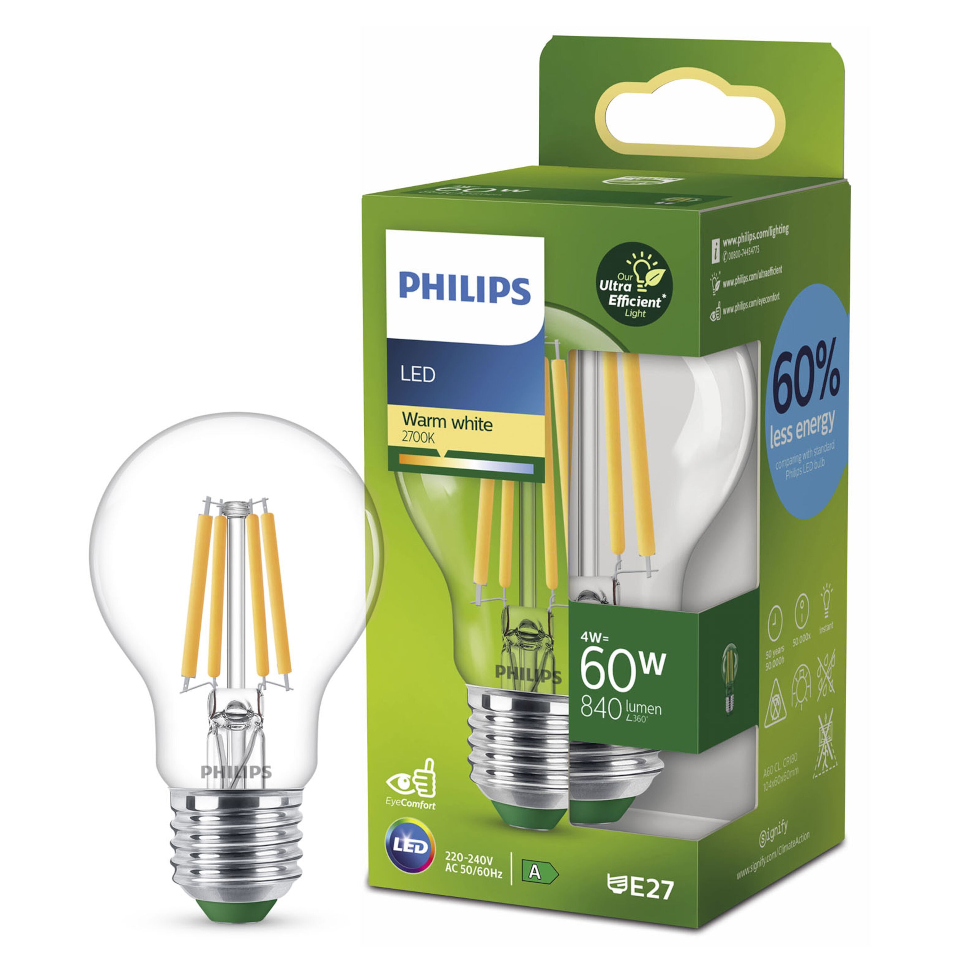 Philips Ultra Efficient E27 Led Lampa 840 Lm E27 Lampor