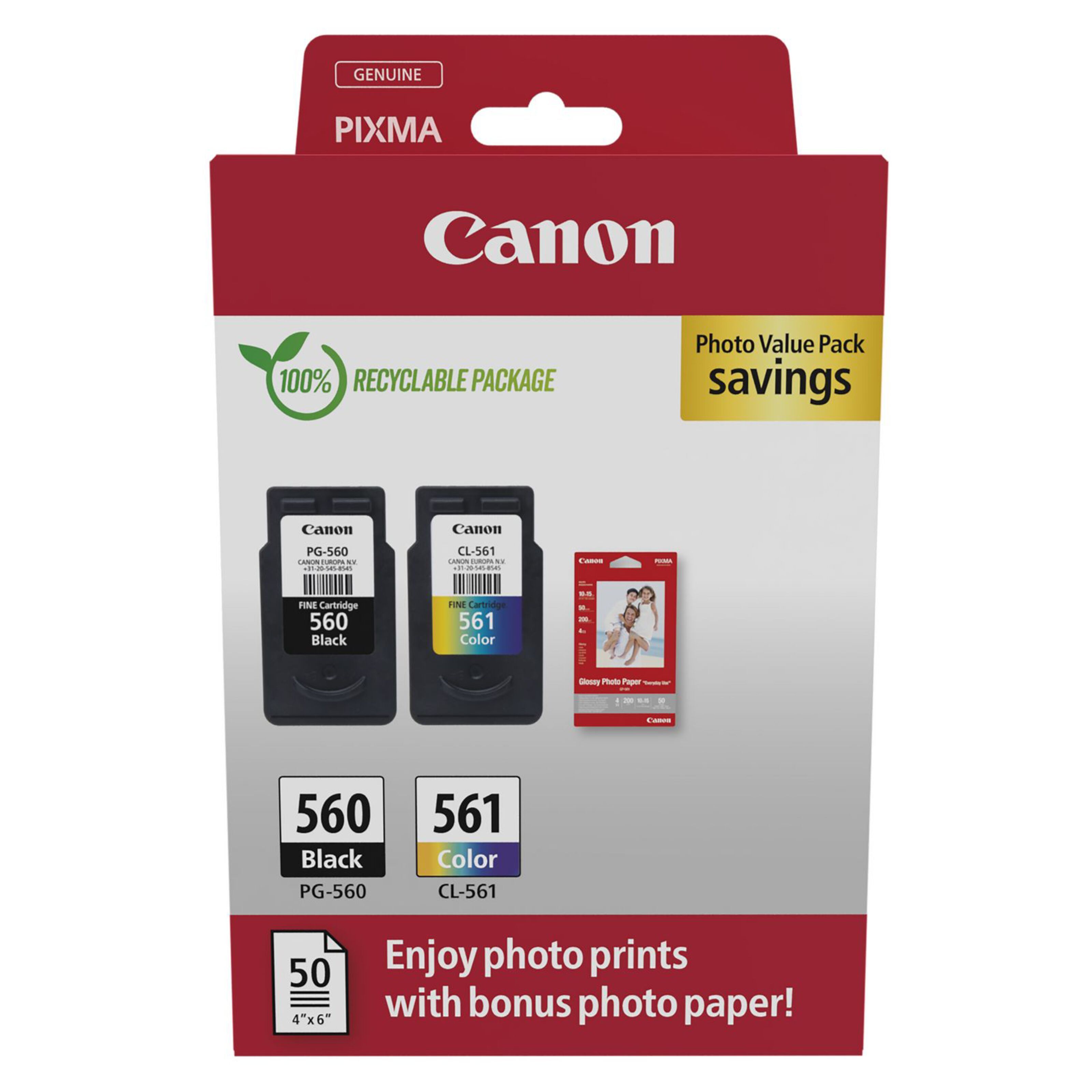 Canon PG-560 och CL-561 Bläckpatron 2-pack med fotopapper