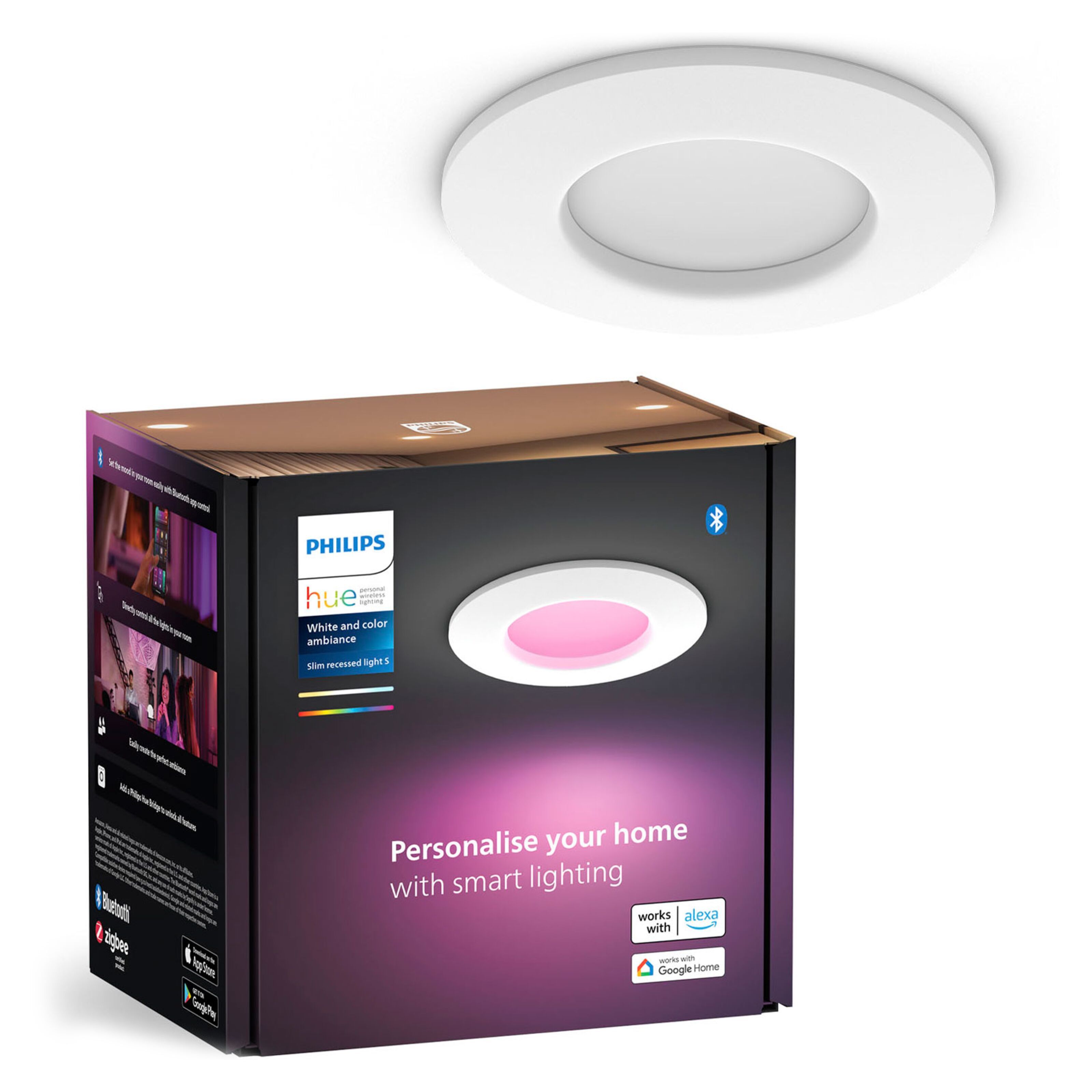 Philips Hue Slim infälld belysning Ø90 mm Vit