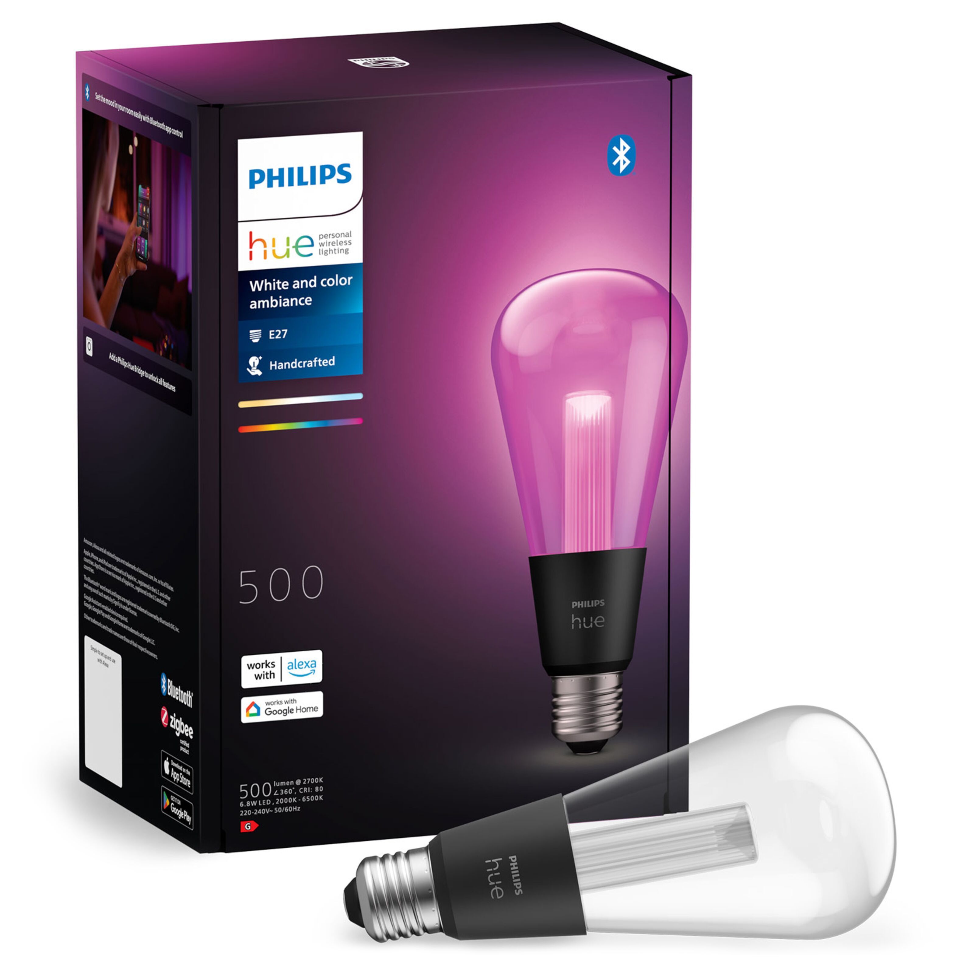 Philips Hue RGB ST72 Smart LED-lampa E27 500 lm