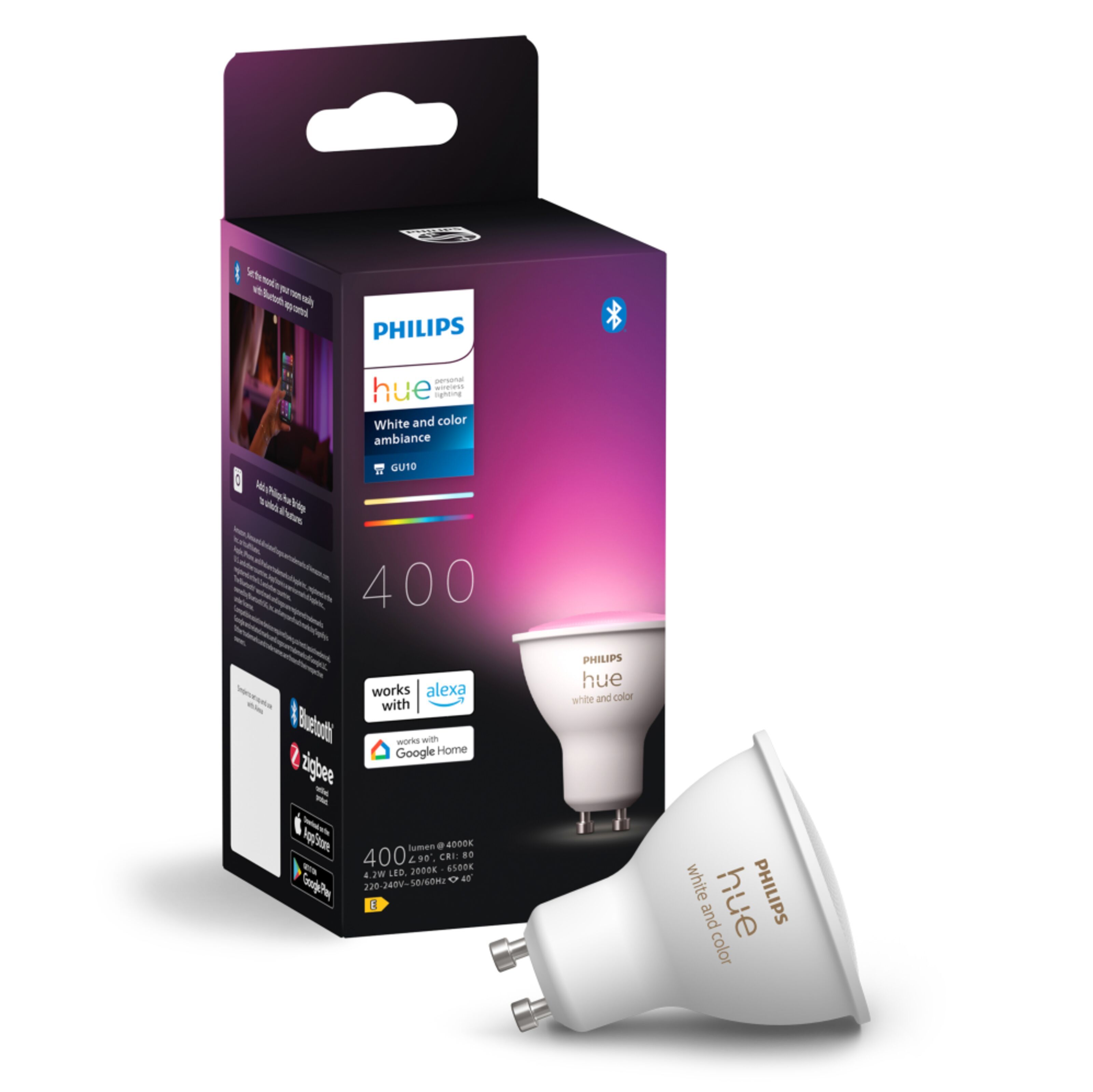 Philips Hue White and Color Ambiance Smart LED-lampa GU10 400 lm 1-pack