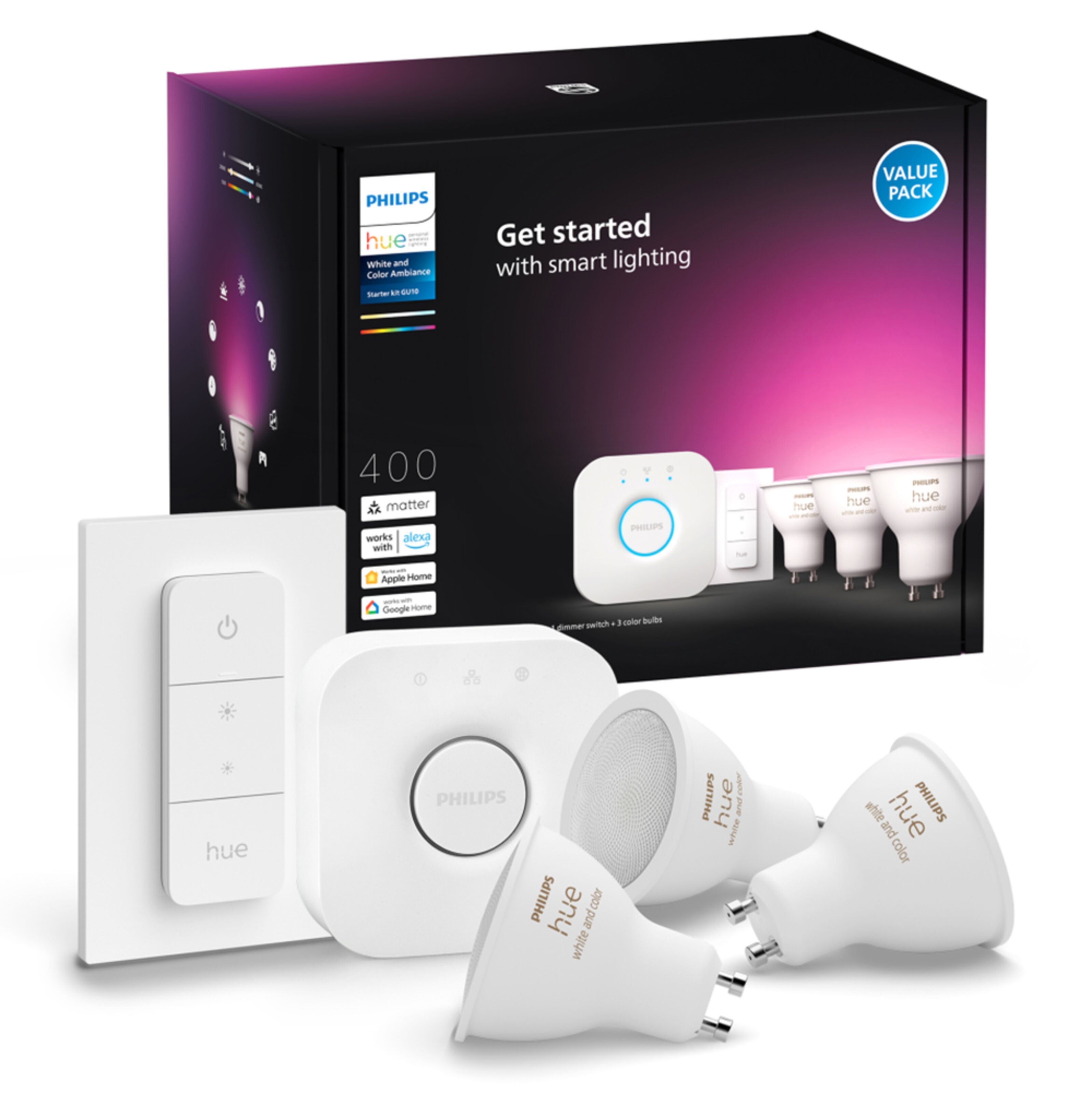 Philips Hue White and Color Ambiance 3x GU10 Smart Startpaket