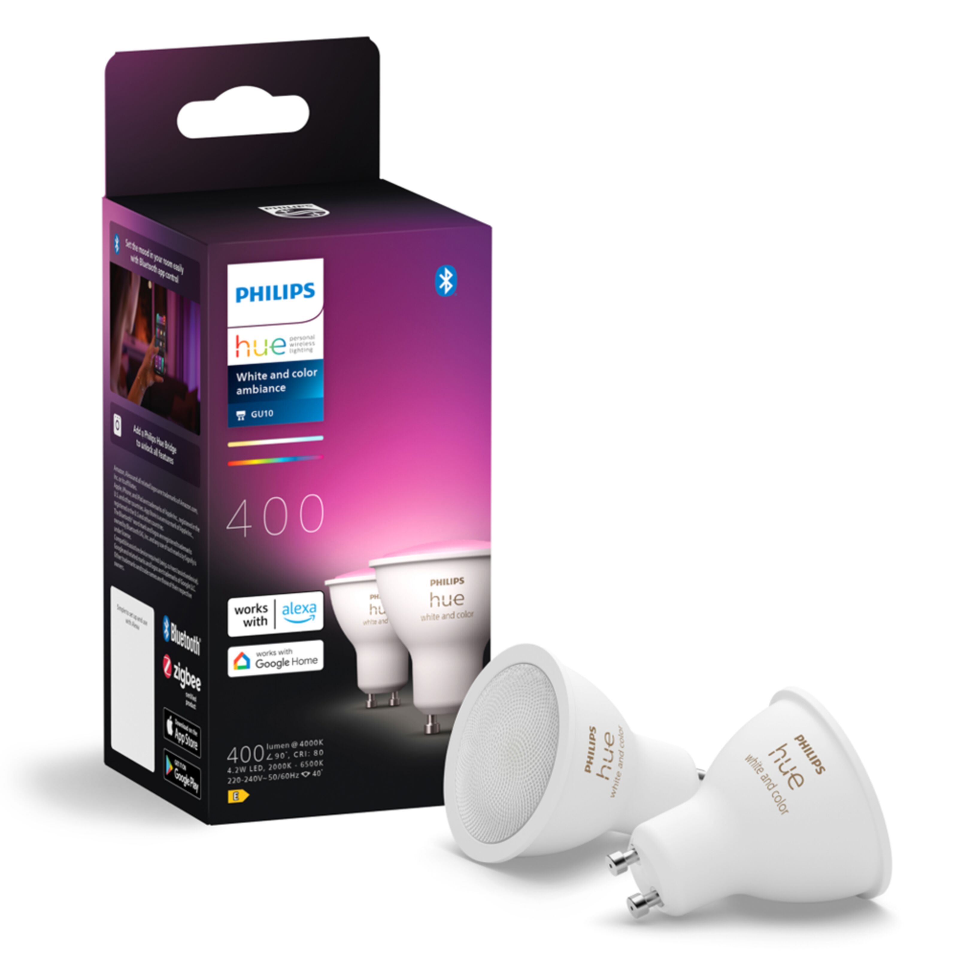 Philips Hue White and Color Ambiance Smart LED-lampa GU10 400 lm 2-pack