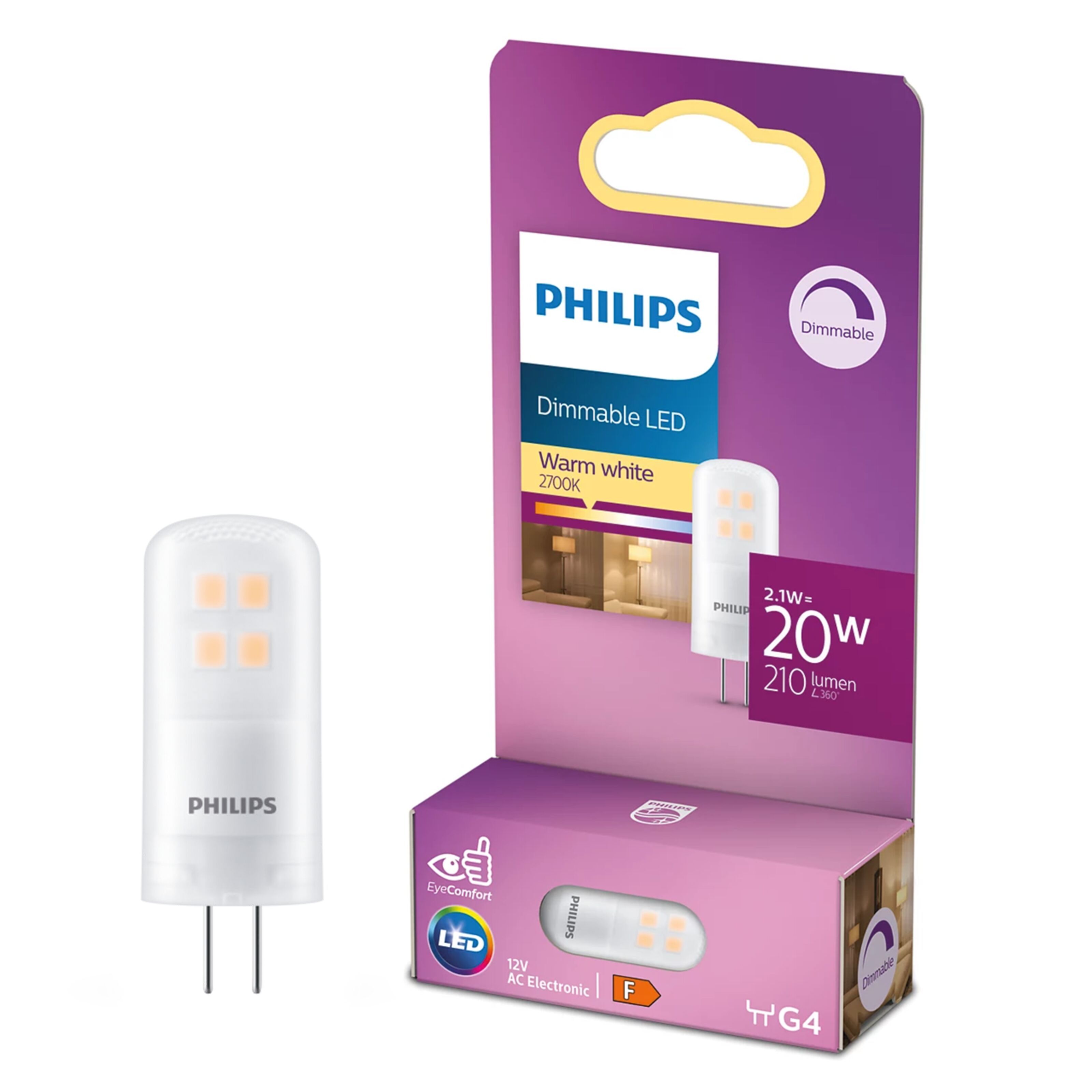 Philips LED-lampa dimbar G4 200 lm