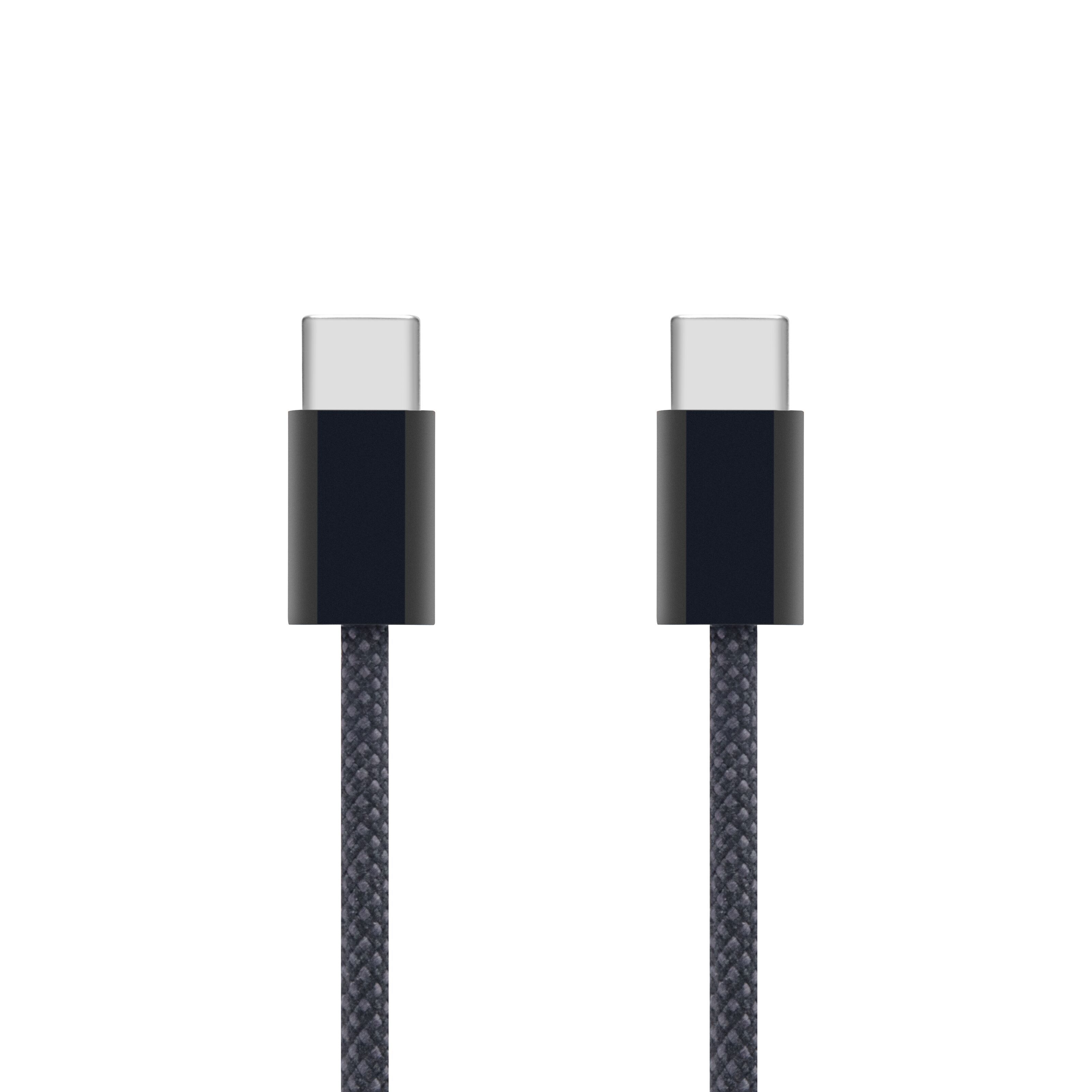 Linocell Flätad USB-C- till USB-C-kabel 240 W Svart 1m